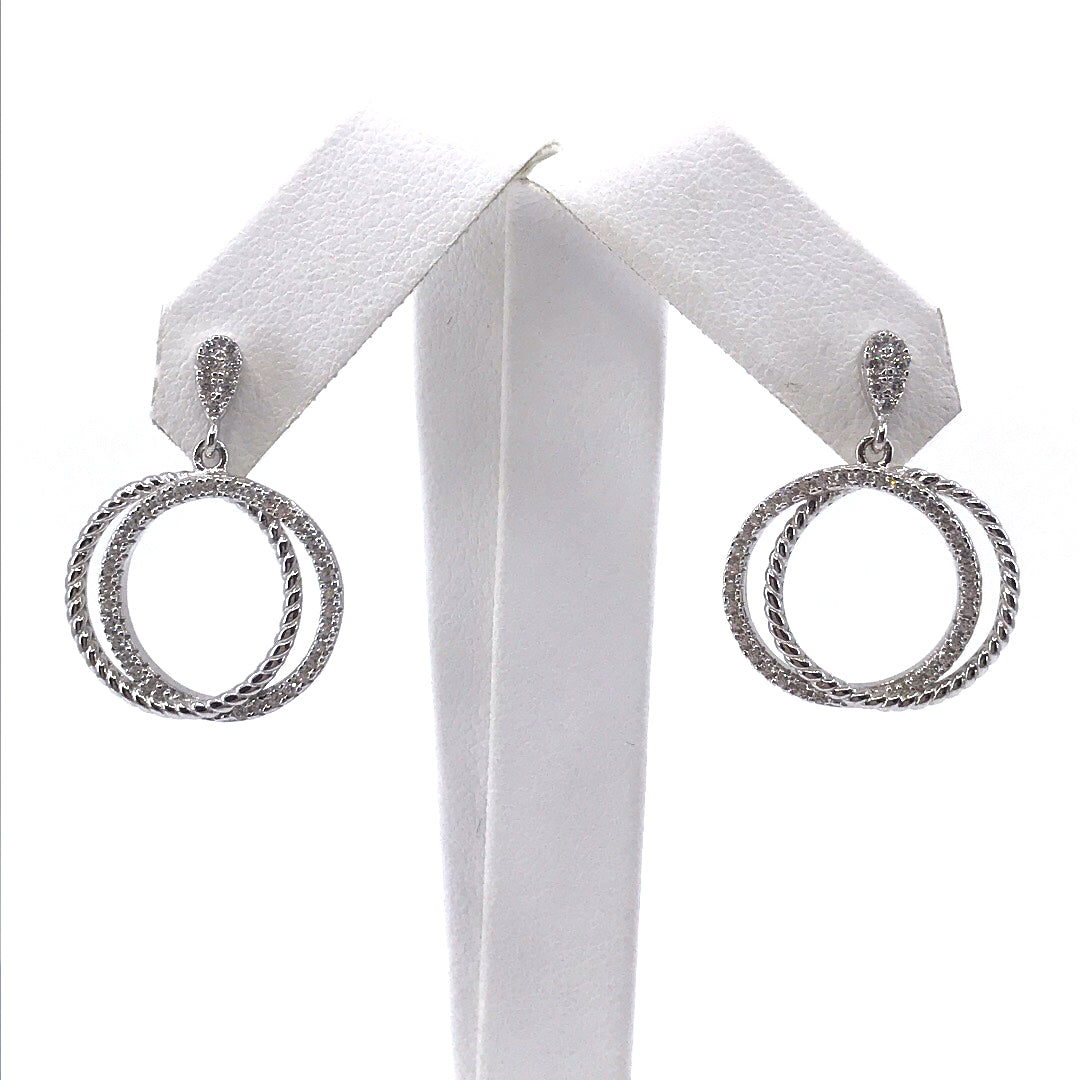 Sterling Silver Double Circle Earrings - HK Jewels