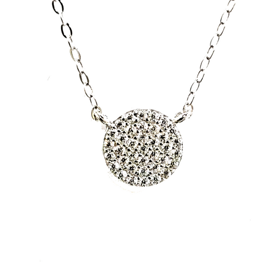 8mm Micropave Disc Necklace - HK Jewels