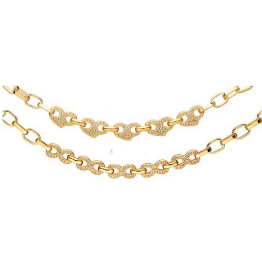 Gold Plated Link With CZ Center Bracelet - HK Jewels