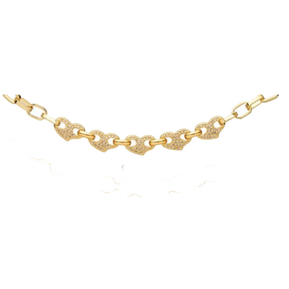 Gold Plated Link With CZ Center Bracelet - HK Jewels