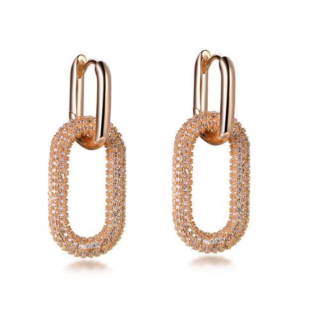Gold Plated Sterling Silver Link Earrings - HK Jewels