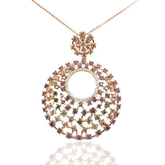 Rose Gold Plated Sterling Silver Circle Pendant - HK Jewels