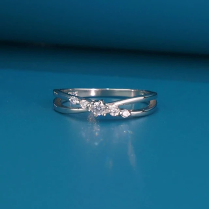 Rhodium Plated Sterling Silver Dainty CZ Ring - HK Jewels
