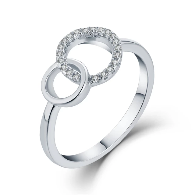 Sterling Silver Micropave CZ Circle Ring - HK Jewels