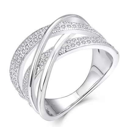 Sterling Silver Micropave CZ Quadruple Braid Ring - HK Jewels