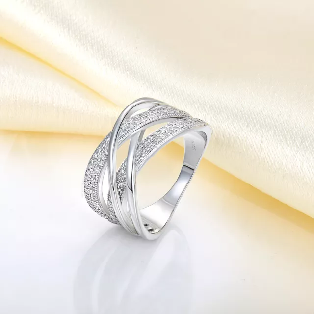 Sterling Silver Micropave CZ Quadruple Braid Ring - HK Jewels