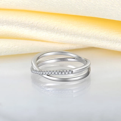 Sterling Silver Micropave Twist CZ Ring - HK Jewels