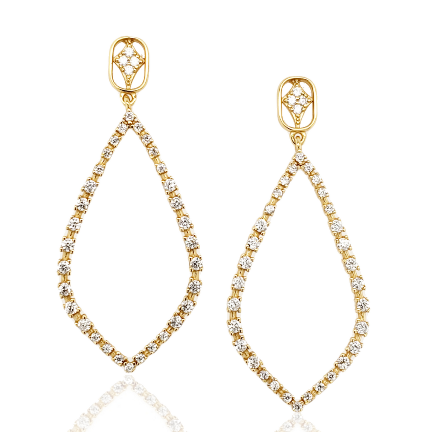 Gold Plated Sterling Silver Micropave CZ Flame Shaped Earring - HK Jewels