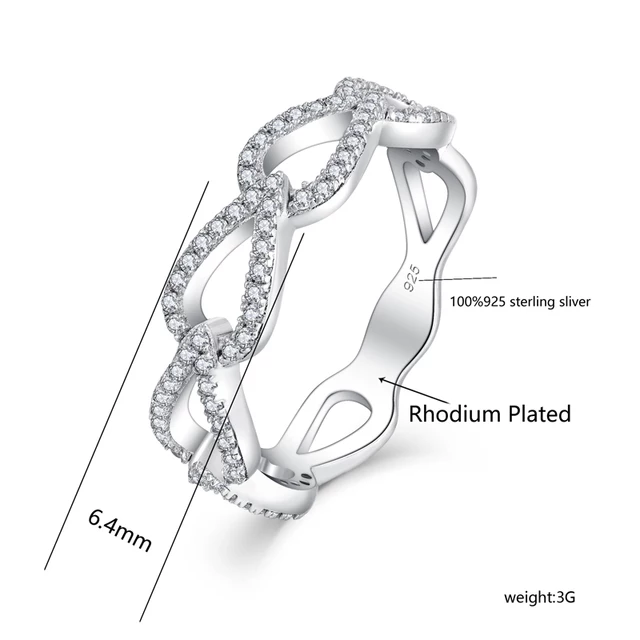 Sterling Silver Micropave Teardrop Shaped Links CZ Ring | HK Jewels - HK Jewels