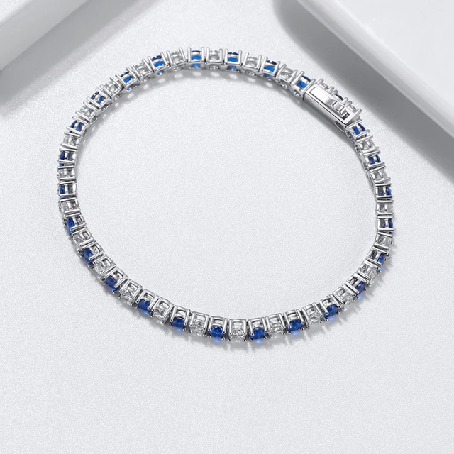 Sterling Silver Alternating Color CZ Bracelet - HK Jewels