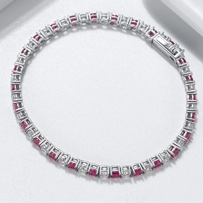 Sterling Silver Alternating Color CZ Bracelet - HK Jewels