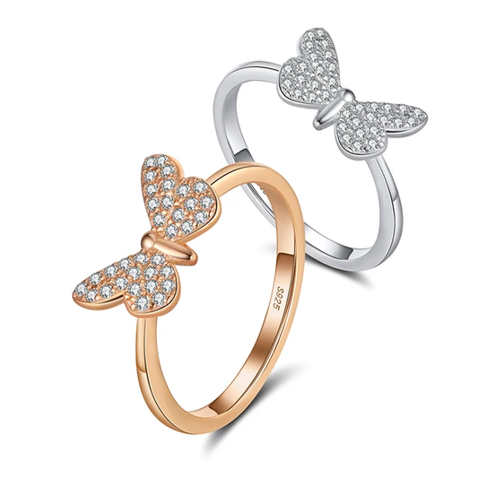 Sterling Silver CZ Butterfly Ring - HK Jewels