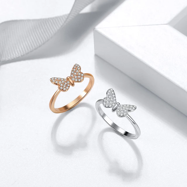 Sterling Silver CZ Butterfly Ring - HK Jewels