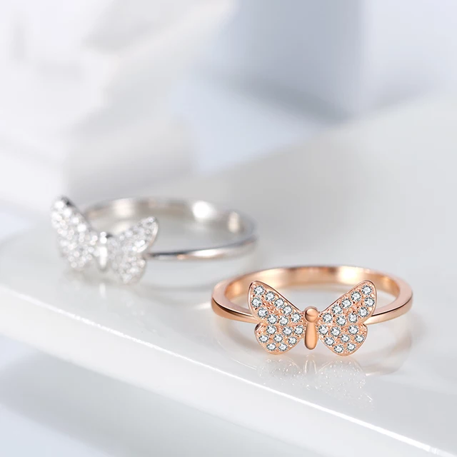 Sterling Silver CZ Butterfly Ring - HK Jewels