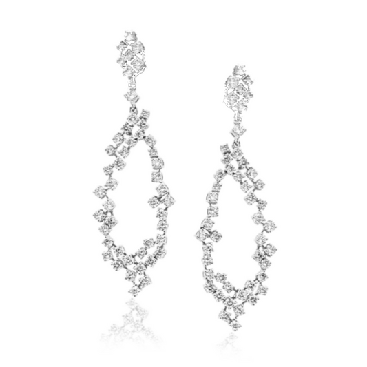 14k Gold and Diamond Cluster Earrings - HK Jewels