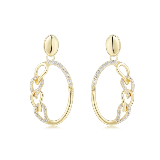 Gold Plated Sterling Silver Side Braid Earrings - HK Jewels