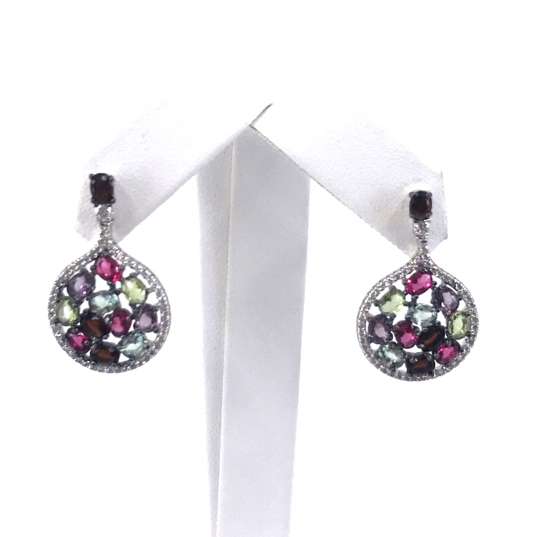 Sterling Silver Teardrop/Round Earrings - HK Jewels