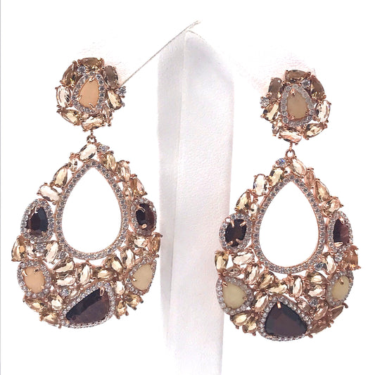 Rose Gold Plated Sterling Silver Large Teardrop Earrings - HK Jewels