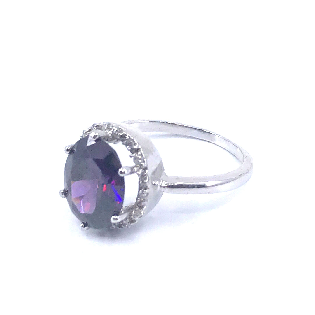 Sterling Silver Oval Stone Ring - HK Jewels