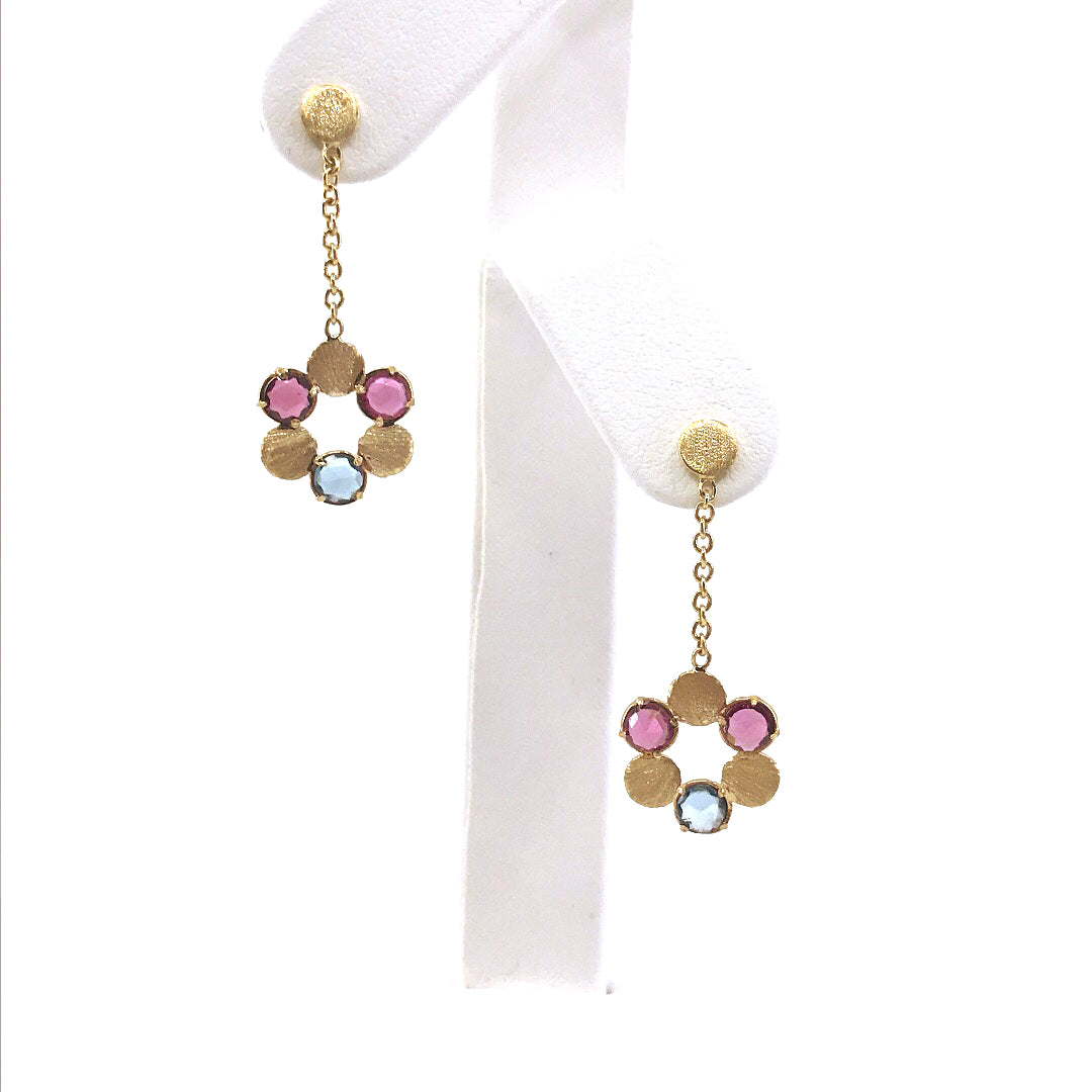 14k Multi Color Flower Earrings - HK Jewels