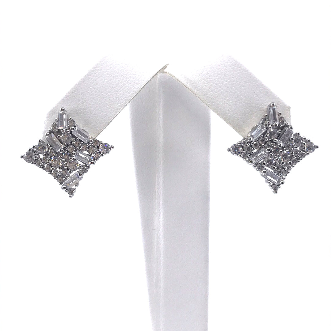 Sterling Silver Diamond Shape Studs - HK Jewels
