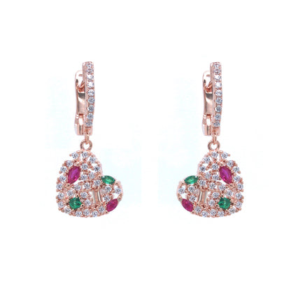 Rose Gold Plated Sterling Silver Heart Earrings - HK Jewels