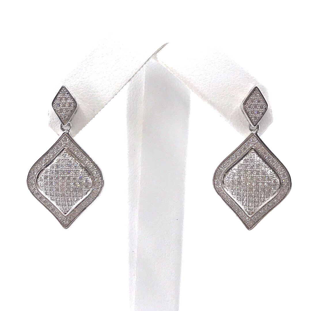Sterling Silver Diamond-Shaped Earrings - HK Jewels