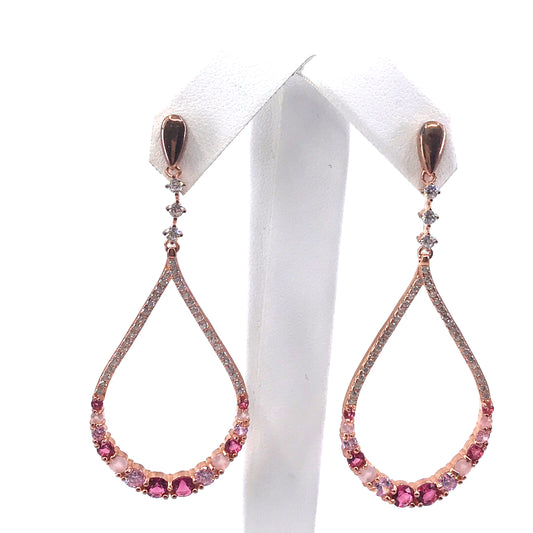 Rose Gold Plated Sterling Silver Large Teardrop Earrings - HK Jewels