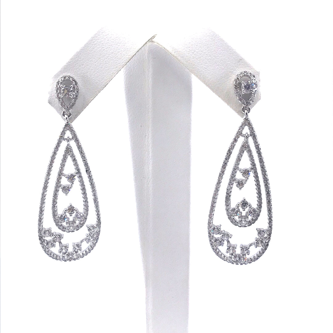 Sterling Silver Double Teardrop Earrings - HK Jewels