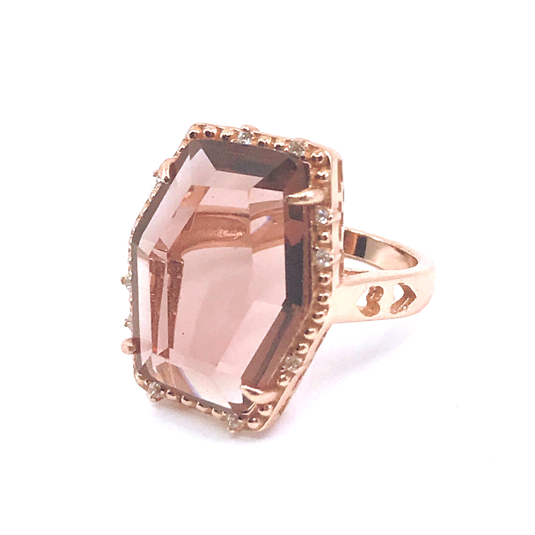 Rose Gold Plated Sterling Silver Stone Ring - HK Jewels