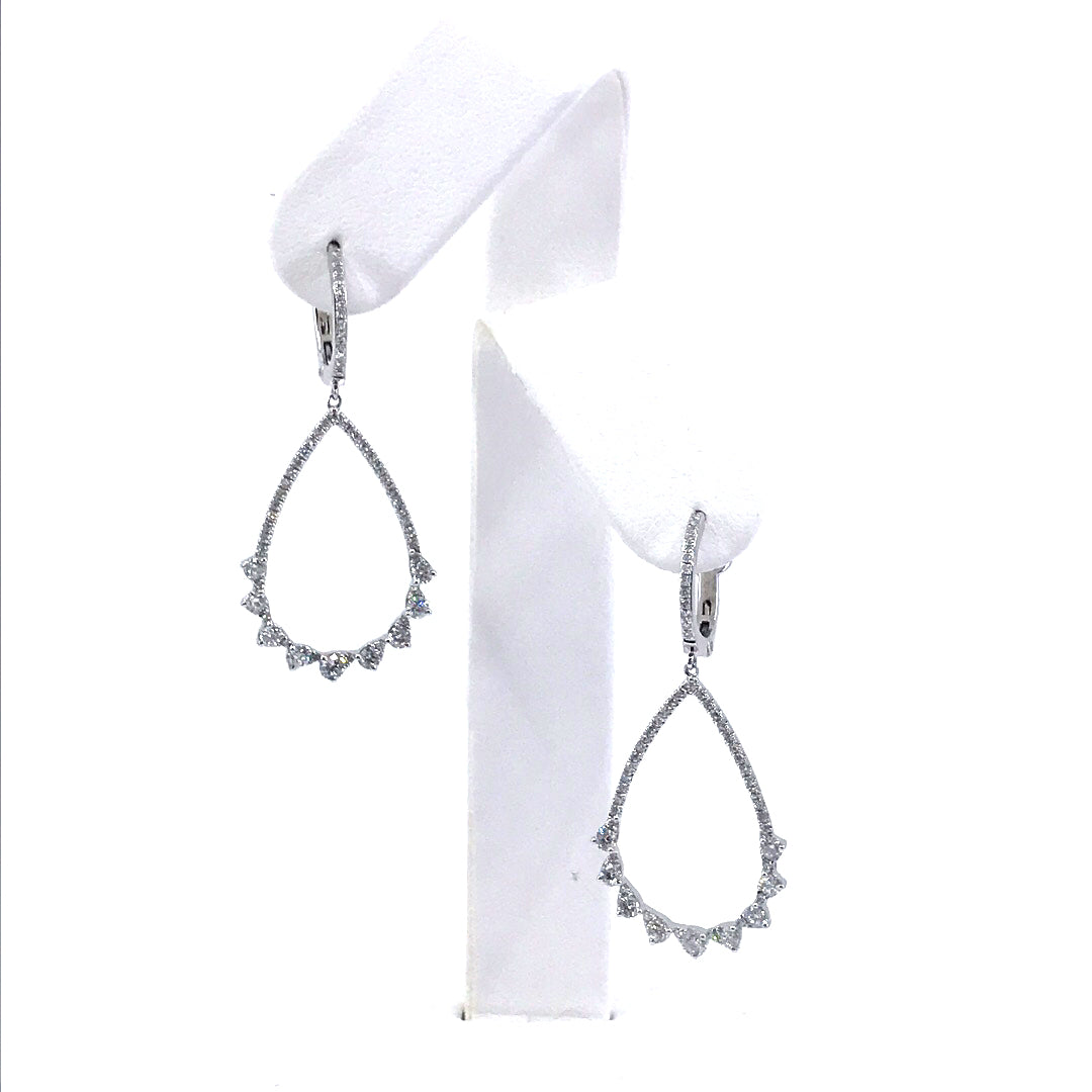14K White Gold Diamond Teardrop Earrings - HK Jewels
