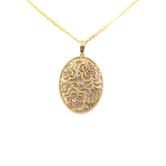 14K Gold Oval Pendant - HK Jewels