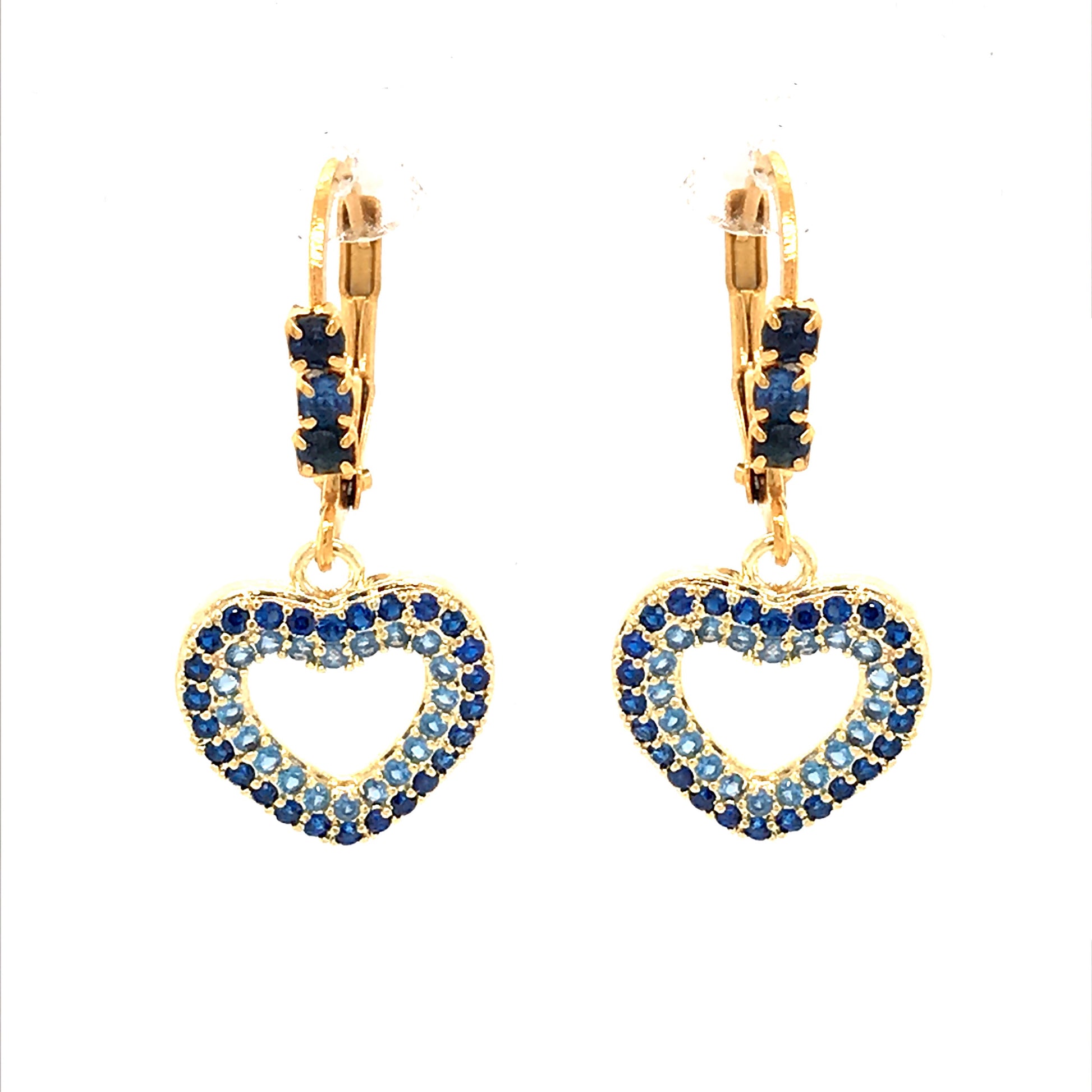 Surgical Steel Blue Heart Earrings - HK Jewels