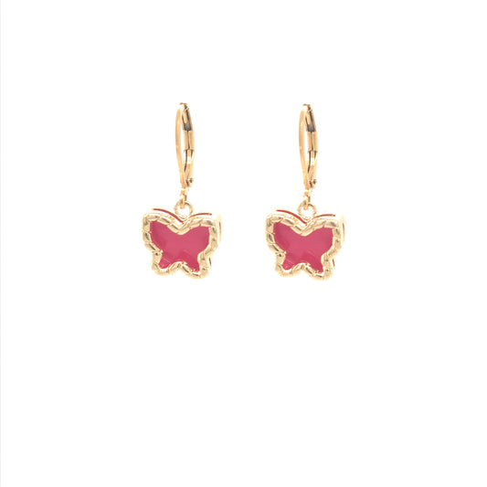 Surgical Steel Pink Butterfly Hoops - HK Jewels