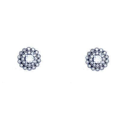 Sterling Silver Round CZ Stud Earrings - HK Jewels