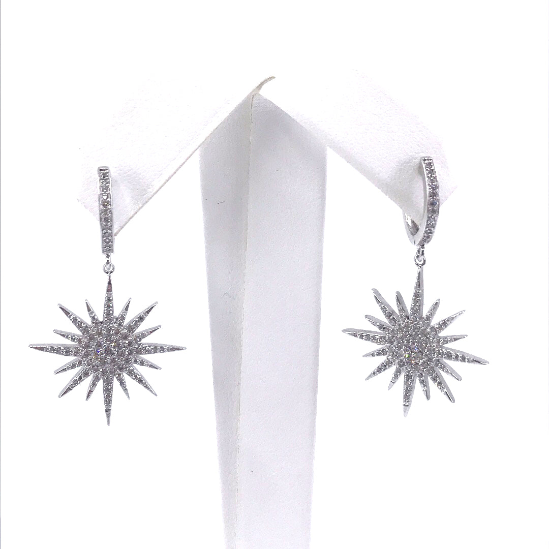 Sterling Silver Starburst Earrings - HK Jewels