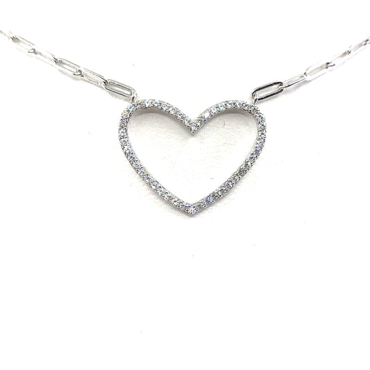 Sterling Silver Heart Necklace - HK Jewels