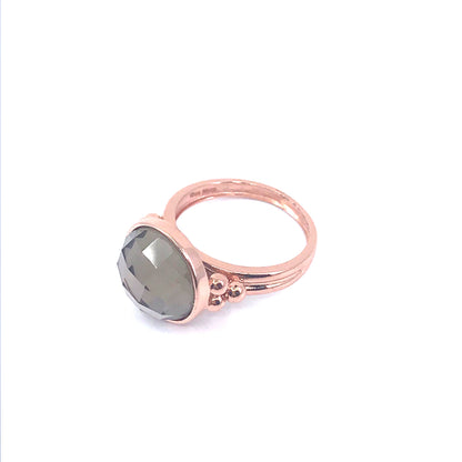 Rose Gold Plated Sterling Silver Circle Stone Ring - HK Jewels