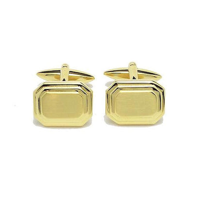 Gold Shiny & Brushed Rectangle Gold Plated Cufflinks - HK Jewels