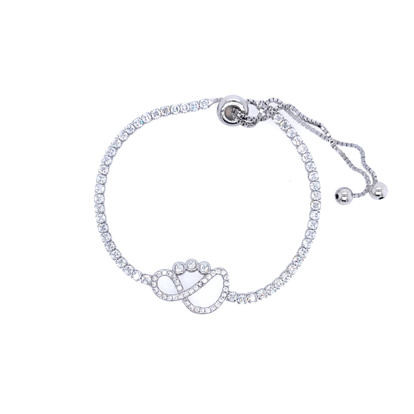 Sterling Silver Wave Tennis Bolo Bracelet - HK Jewels