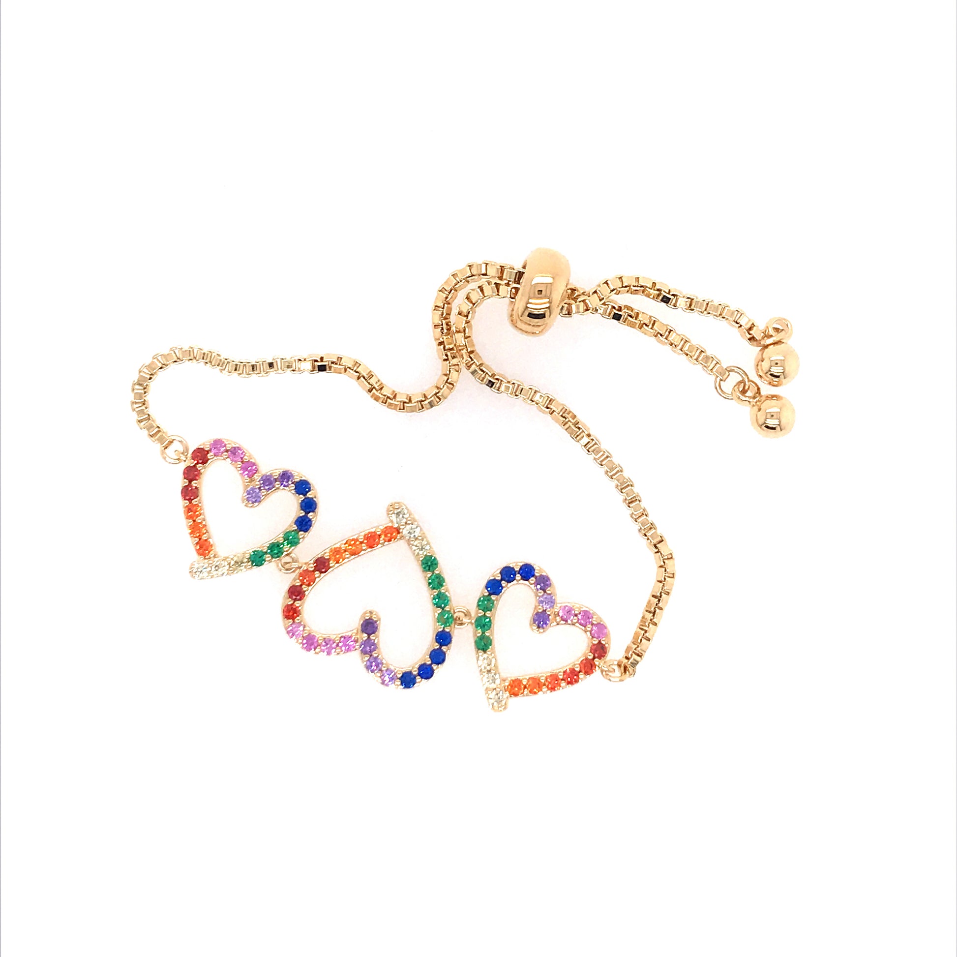 Rainbow Heart Bolo Bracelet - HK Jewels