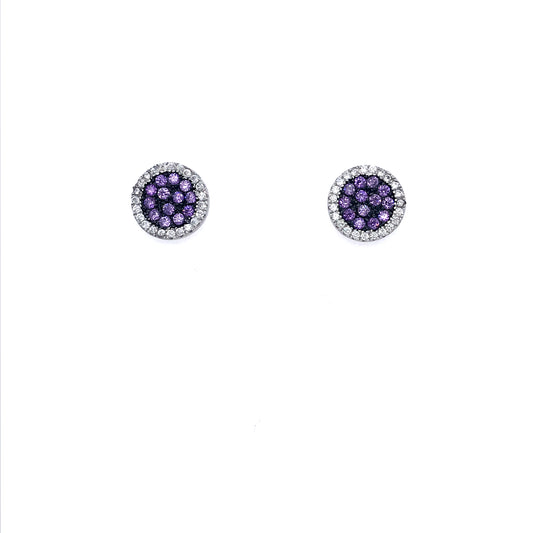 Sterling Silver Purple Stud Earring - HK Jewels