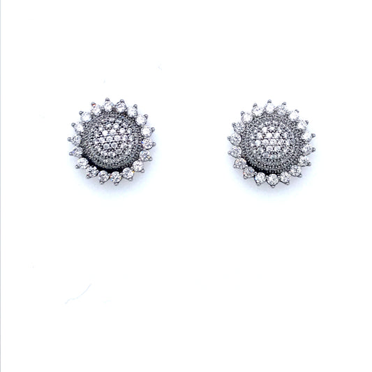 Sterling Silver Flower Stud Earrings - HK Jewels