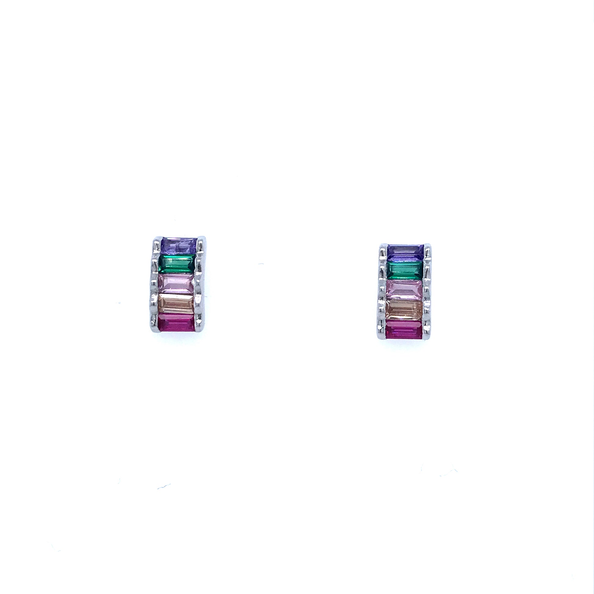 Sterling Silver Rainbow Stud Earrings - HK Jewels