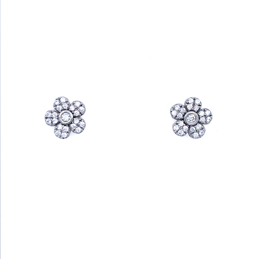 Sterling Silver Flower Stud Earrings - HK Jewels