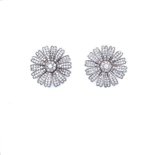 Sterling Silver Flower Stud Earrings - HK Jewels