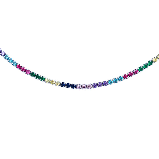 Sterling Silver Rainbow Tennis Bracelet - HK Jewels