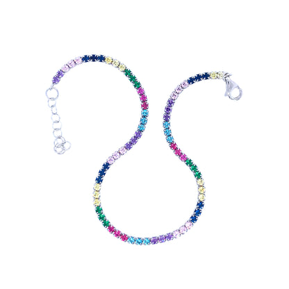 Sterling Silver Rainbow Tennis Bracelet - HK Jewels