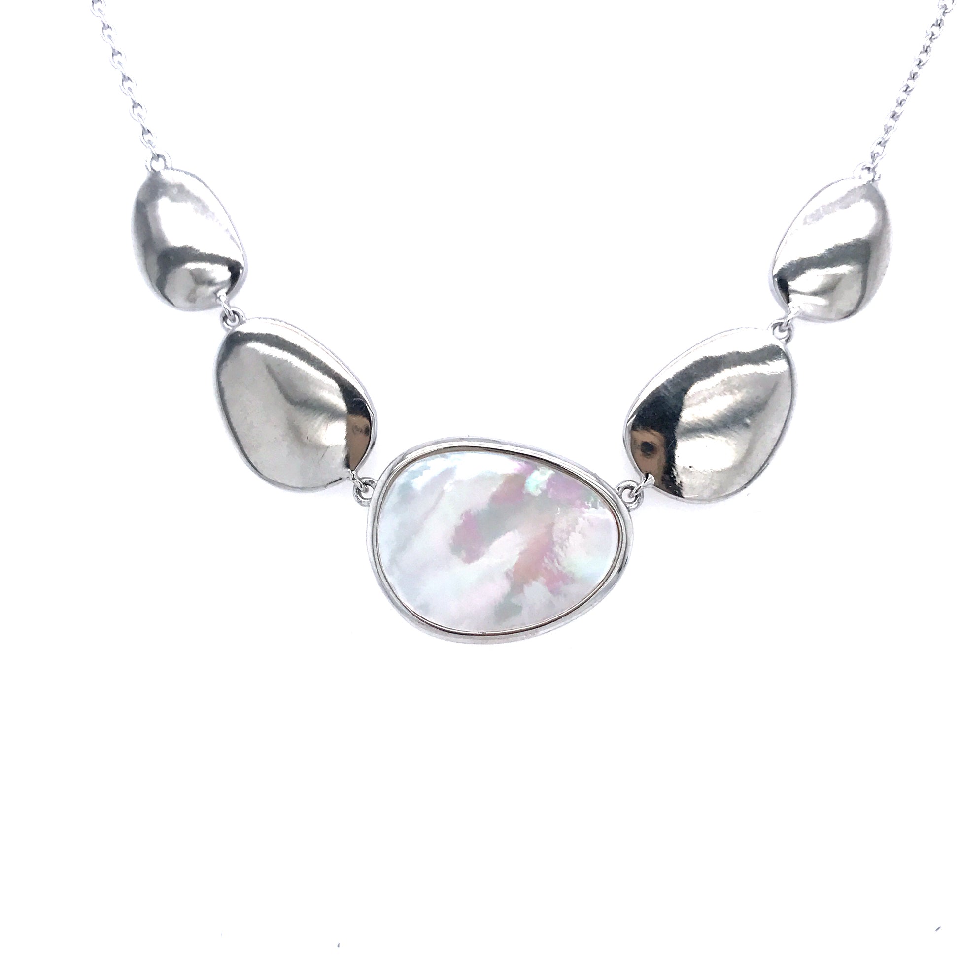 Sterling Silver Irregular Oval Necklace - HK Jewels