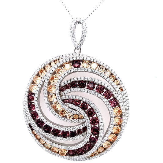 Sterling Silver Colored Stone Swirl Pendant - HK Jewels